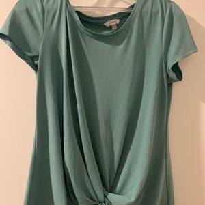 Mint Green Twist Front Short Sleeve Top